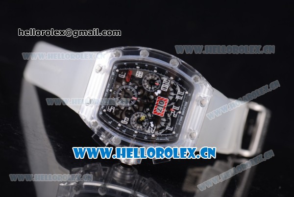 Richard Mille RM 11-01 Roberto Mancini Chronograph Swiss Valjoux 7750 Automatic Sapphire Crystal Case with Skeleton Dial and Aerospace Nano Translucent Strap - Click Image to Close